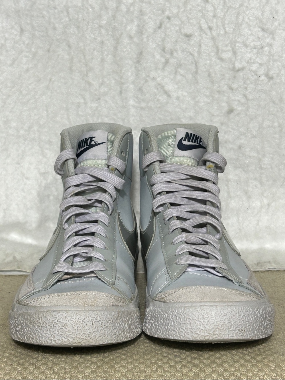 Nike Youth Blue/Silver GS Blazer Mid 77 Leather Sneakers Shoes SZ 4Y - Picture 3 of 12